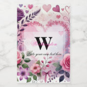 Typografie tekst bloemhart romantisch waterverf wijn etiket (Enkel label)
