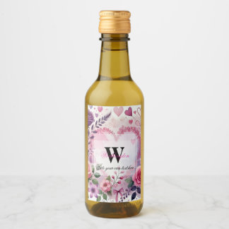 Typografie tekst bloemhart romantisch waterverf wijn etiket