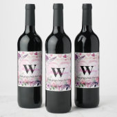 Typografie tekst bloemhart romantisch waterverf wijn etiket (Flessen)