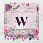 Typografie tekst bloemhart romantisch waterverf wijn etiket (Enkel label)