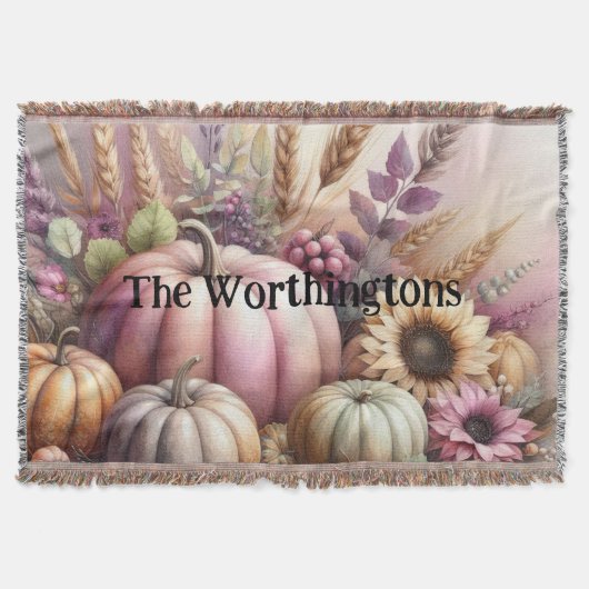 Typografie tekst Herfst pompoenen waterverf Deken (Voorkant)