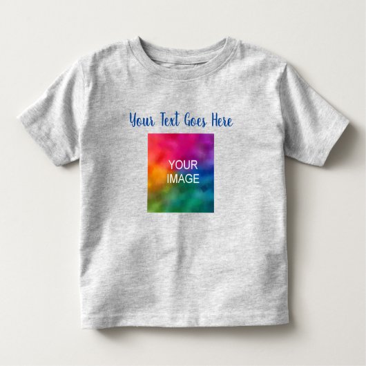 Typografie Tekst Naam Upload je eigen foto grijs Kinder Shirts (Voorkant)