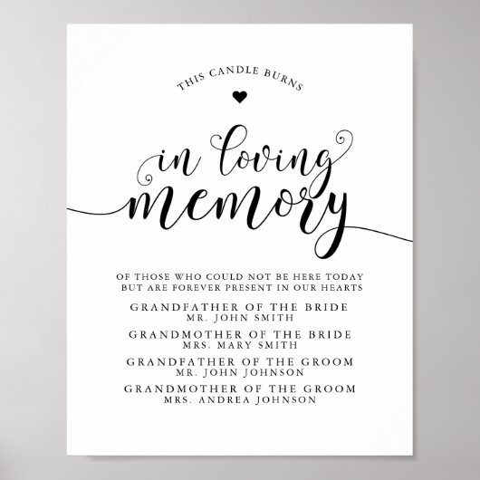 Typografie ter liefdevolle herinnering trouwbord g poster (Voorkant)