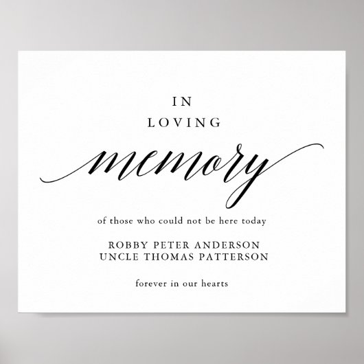 Typografie ter liefdevolle herinnering trouwbord g poster (Voorkant)