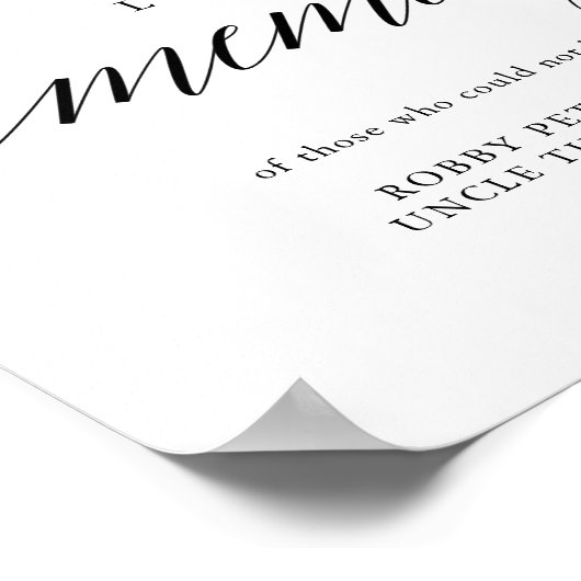 Typografie 'ter liefdevolle herinnering' trouwbord poster (Hoek)