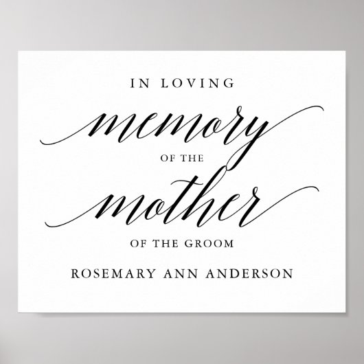 Typografie 'ter liefdevolle herinnering' trouwbord poster (Voorkant)