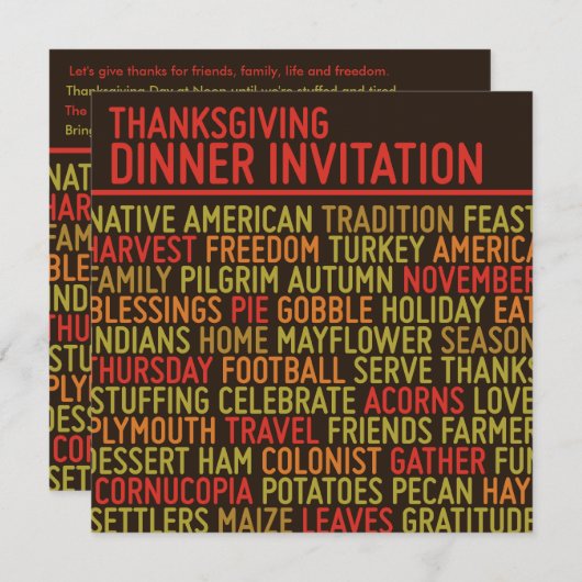 Typografie Thanksgiving Innodiging Kaart (Voorkant / Achterkant)