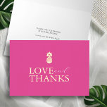 Typografie Trouwbedankkaarten Levendig Roze Folie Wenskaart<br><div class="desc">Deze levendige roze trouwbedankkaarten zijn de perfecte mix van moderne elegantie en tropische charme. Met de woorden "Liefde en Bedankt" in minimalistische gouden folie typografie, aangevuld met een gouden folie ananas, deze kaarten maken een gedurfde uitspraak tegen de levendige roze achtergrond. Het eenvoudige maar stijlvolle ontwerp opent om een persoonlijke...</div>