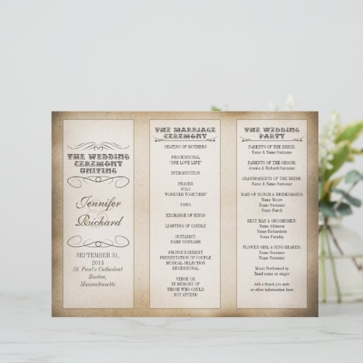  typografie-trouwprogramma's (Staand voorkant)