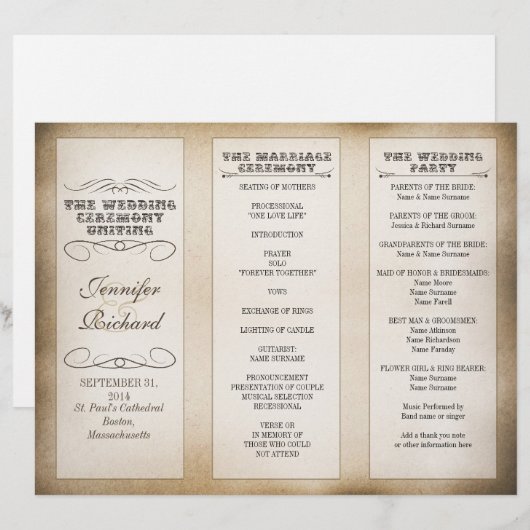  typografie-trouwprogramma's (Voorkant / Achterkant)