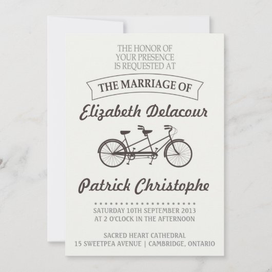 typografie Twin Bike Wedding Kaart (Voorkant)