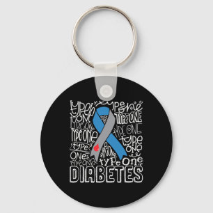 Typografie type 1 van grijze en blauwe lint Aw Sleutelhanger