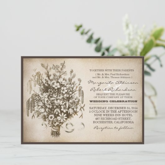  typografie unieke huwelijksuitnodigingen kaart (Staand voorkant)