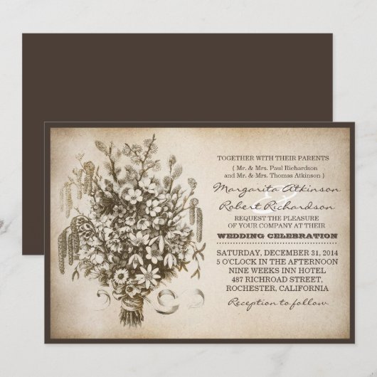  typografie unieke huwelijksuitnodigingen kaart (Voorkant / Achterkant)