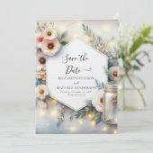 Typografie Unieke Mason Jar Wedding Save The Date (Staand voorkant)