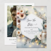 Typografie Unieke Mason Jar Wedding Save The Date (Voorkant / Achterkant)