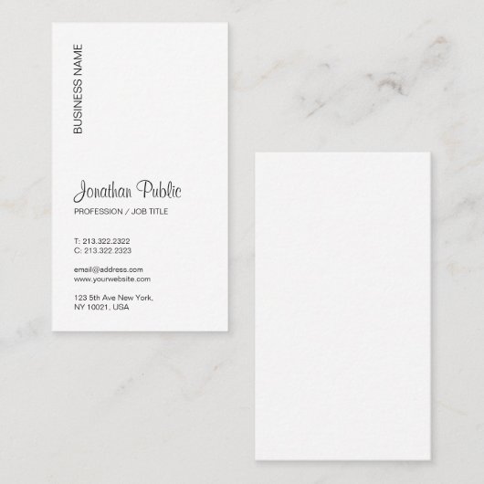 Typografie Upload uw Logo Verticale Moderne Visitekaartje (Voorkant / Achterkant)