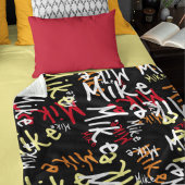 Typografie Urban Graffiti Naam allover zwart Fleece Deken