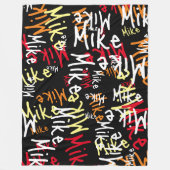 Typografie Urban Graffiti Naam allover zwart Fleece Deken (Voorkant)