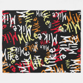 Typografie Urban Graffiti Naam allover zwart Fleece Deken (Voorkant (Horizontaal))
