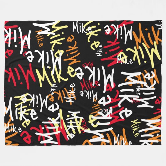 Typografie Urban Graffiti Naam allover zwart Fleece Deken (Voorkant (Horizontaal))