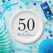 Typografie van 50 en Fabulous Blue Birthday Papieren Bordje (Feest)