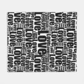 Typografie van Black & White Love Herhaal Pattern  Fleece Deken (Voorkant (Horizontaal))