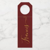 Typografie van Bourgogne en Gold Elegant Flessenhanger (Voorkant)