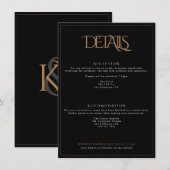 Typografie van Classy Black en Gold Monogram Informatiekaartje (Voorkant / Achterkant)