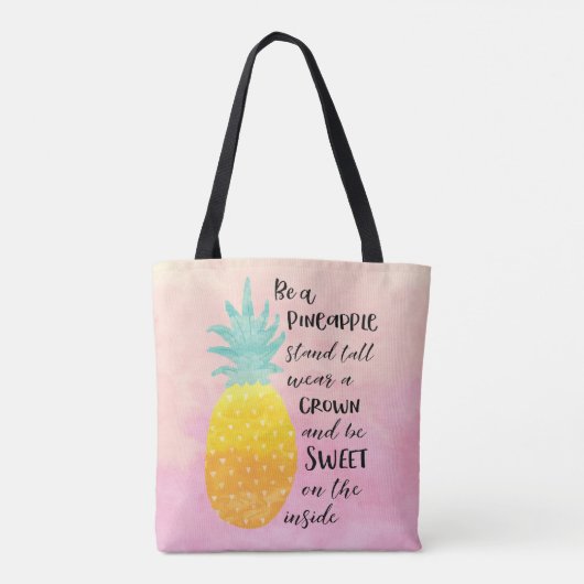 Typografie van de ananas-Waterverf Tote Bag (Achterkant)