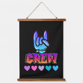 typografie van de bemanning hangend wandkleed