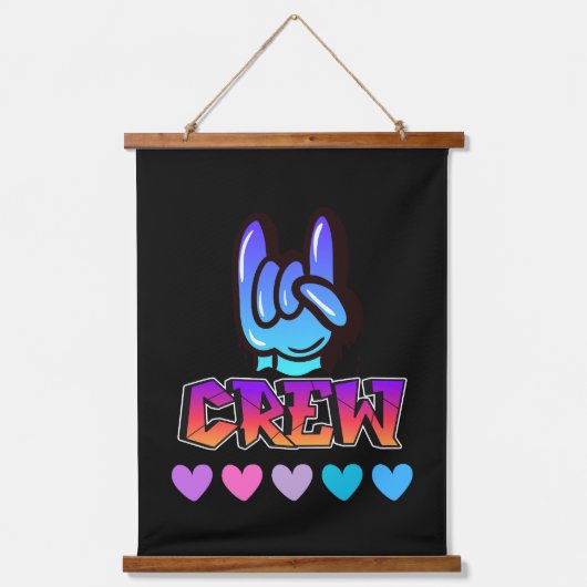 typografie van de bemanning hangend wandkleed (Voorkant)