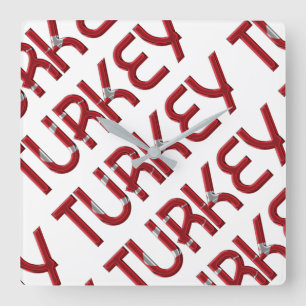 Typografie van de Kleuren van de Vlag van Turkije Vierkante Klok
