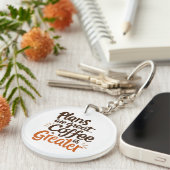 Typografie van de koffieliefhebber sleutelhanger (Voorkant Rechts)