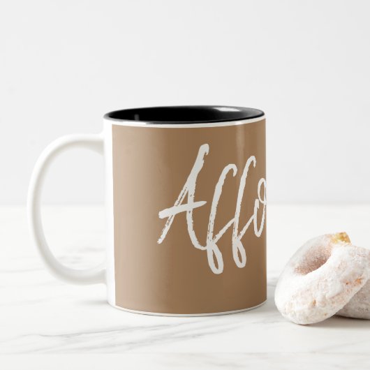 Typografie van de koffieliefhebbers van Affogato Tweekleurige Koffiemok (Met donut)