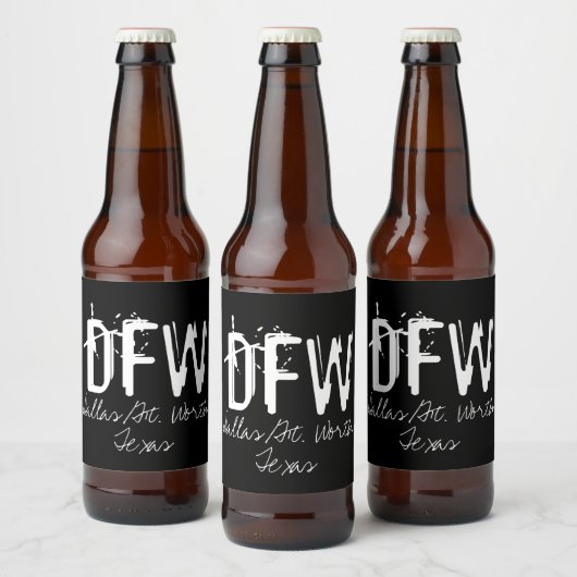 Typografie van de luchthavencode DFW Dallas Bier Etiket (Flessen)
