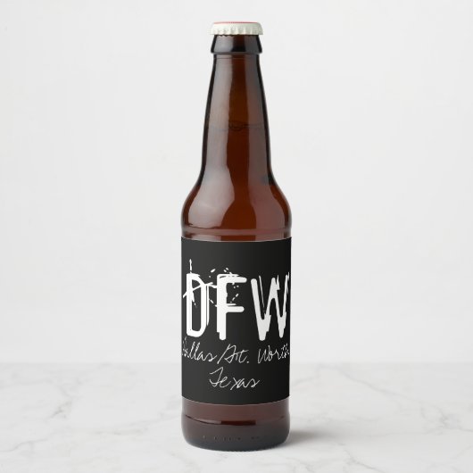 Typografie van de luchthavencode DFW Dallas Bier Etiket (Voorkant)