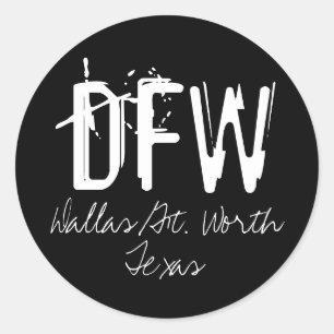 Typografie van de luchthavencode DFW Dallas Ronde Sticker