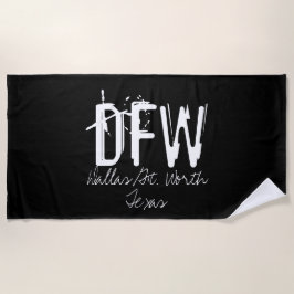 Typografie van de luchthavencode DFW Dallas Strandlaken