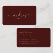 Typografie van de moderne Bourgogne en gouden hand Visitekaartje (Voorkant / Achterkant)