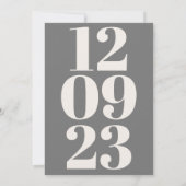 Typografie van de moderne grijze Cream Date Save The Date (Achterkant)