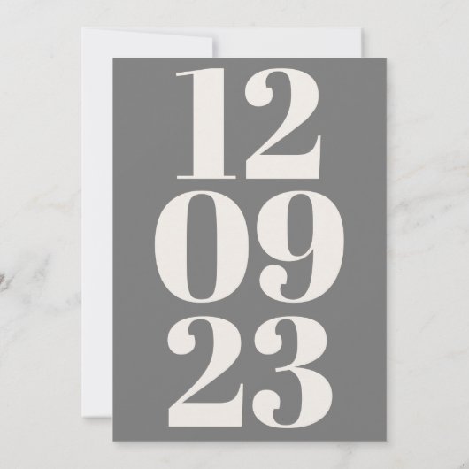 Typografie van de moderne grijze Cream Date Save The Date (Achterkant)