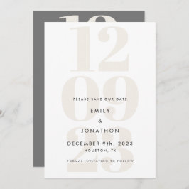 Typografie van de moderne grijze Cream Date Save The Date