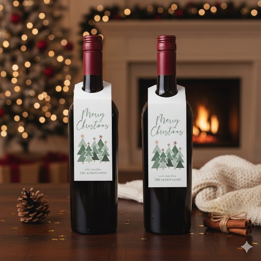 Typografie van de moderne Rustische kerstbomen Flessenhanger