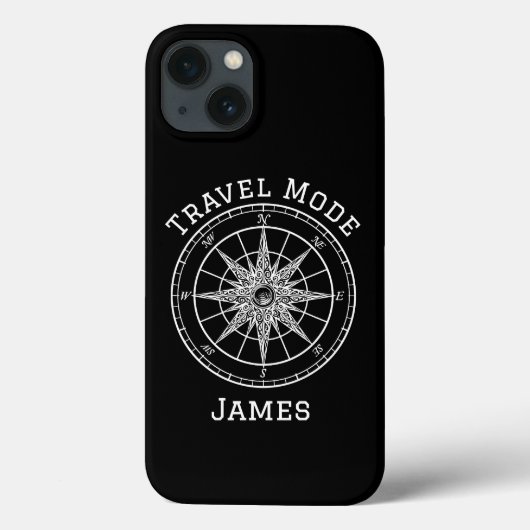 Typografie van de reismodus, kompas, minimalistis Case-Mate iPhone case (Achterkant)