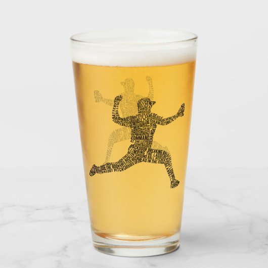 Typografie van de Word Art van honkbal Pitcher Glas (Achterkant gevuld)