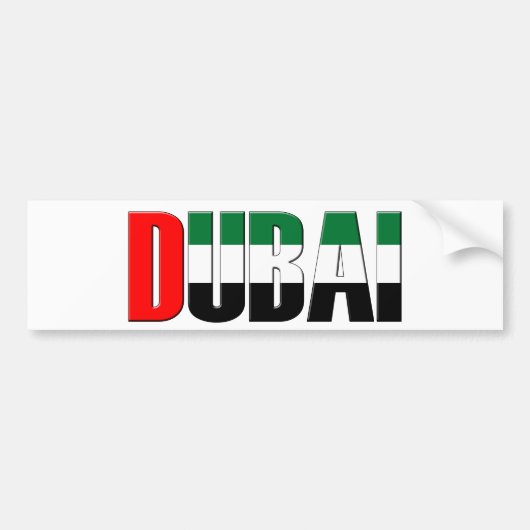 Typografie van Dubai City UAE-vlag Bumpersticker (Voorkant)