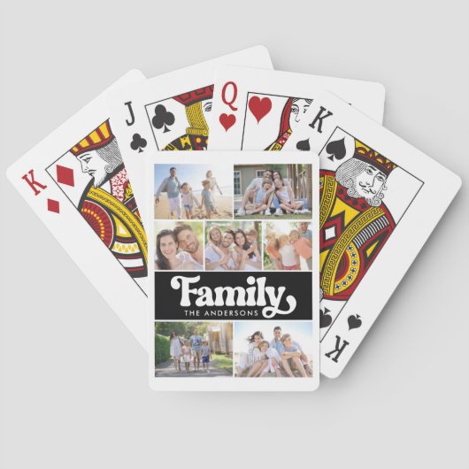 Typografie van familierendrong fotocollage pokerkaarten (Achterkant)