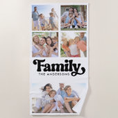 Typografie van familierendrong fotocollage strandlaken (Voorkant)