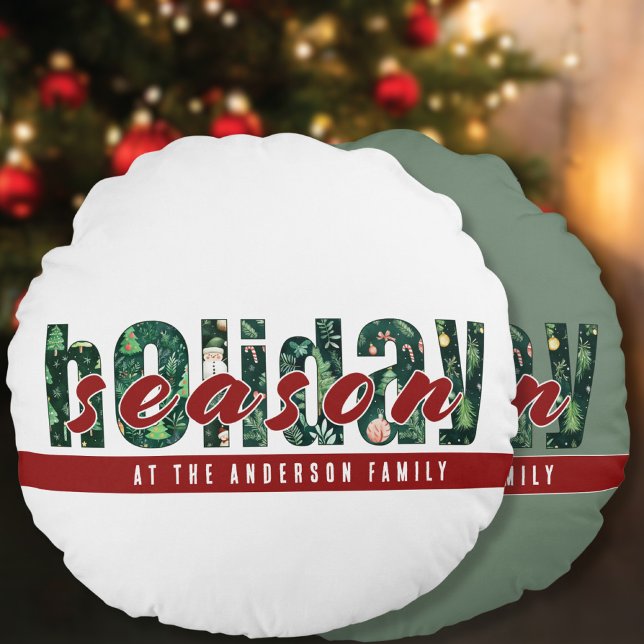 Typografie van het aangepaste vakantieseizoen rond kussen (Creator heeft geüpload)